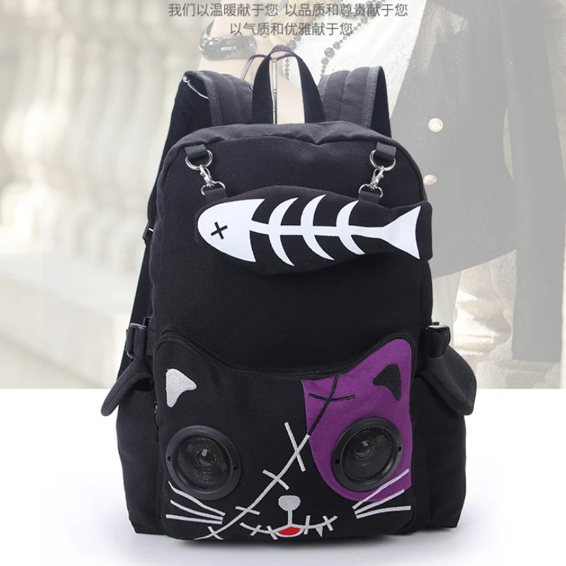 

Fish bone backpack for cat girl backpack students canvas bag women rusksack BM01-BP-dgxsfb