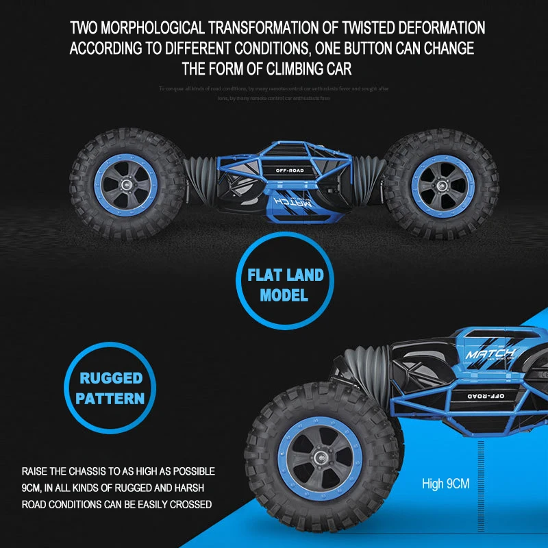 2,4 г четырехколесный привод RC автомобили гусеничный 4WD двухсторонний трюк трансформирующий автомобиль игрушка перезаряжаемый автомобиль подарок на день рождения