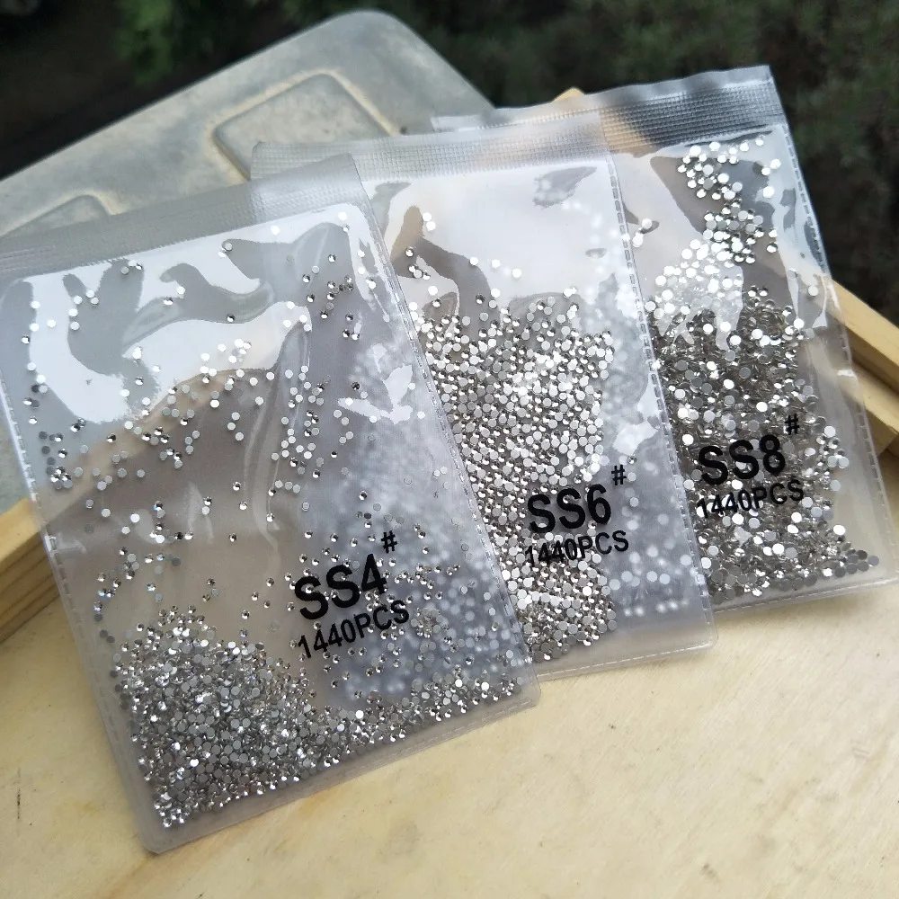 

1440pcs SS3-SS30 Flatback Crystals Glass Nail Rhinestones For Nails Art Decorations 3D Strass Nail Accessories AB Clear Colorful
