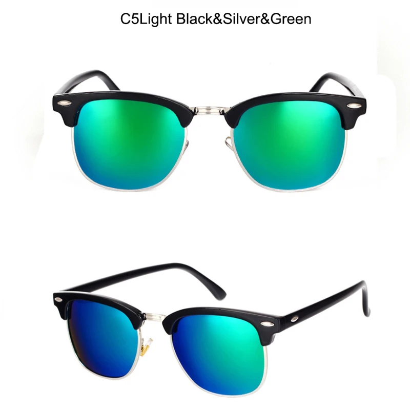 LeonLion поляризационные винтажные полуоправы брендовые дизайнерские женские солнцезащитные очки/мужские классические солнцезащитные очки в стиле ретро - Цвет линз: black silver green