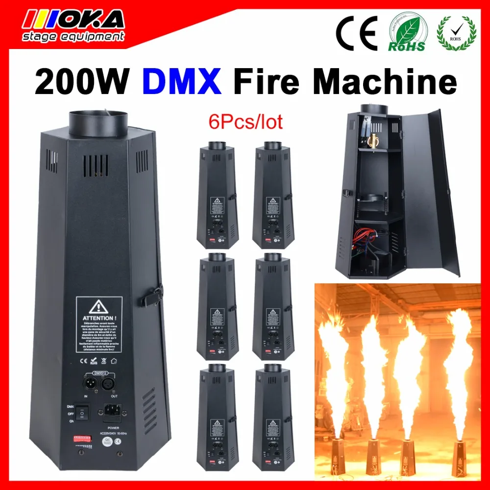 

6 Pcs/lot 6 angle stage dmx flame projector spray Fire Machine dmx512 for Wedding,Party,Stage Effects,Disco Party Effects