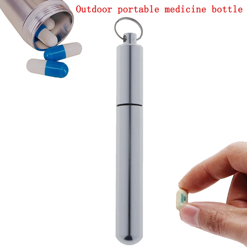 1pc Mini Aluminum Waterproof Pill Box Case Bottle Mini Drug Holder Container Keychain Medicine Box Health Care