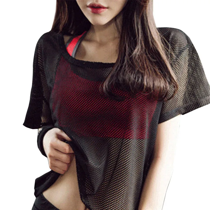 

Sexy Mesh Sport T Shirt Quick Dry Sport Top Fitness Women Yoga Top Running Shirt Jerseys Gym Clothes Tank Tops Girl Sportswear