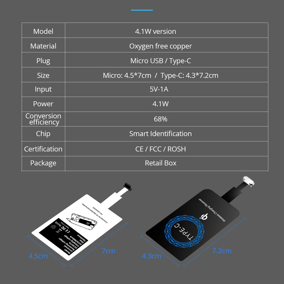 ANMONE беспроводной зарядный приемник Универсальный Android Micro usb type-C Qi Беспроводное зарядное устройство Модуль зарядного устройства для мобильного телефона