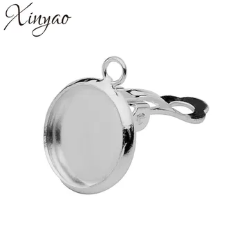 

10pcs Copper Blank Women Clip Earring Base With Hole Fit 12mm Cabochon Cabochon Settings Base Cameo Tray Jewelry Making K0750