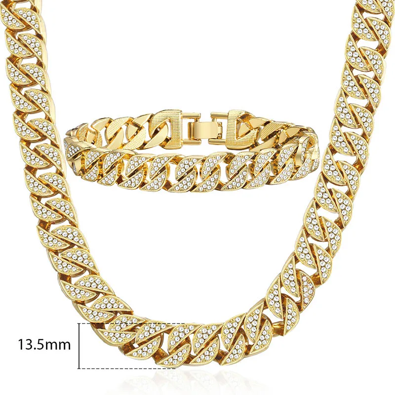 Хип хоп мужской комплект ювелирных изделий Iced Out CZ золото в Майями Снаряженная