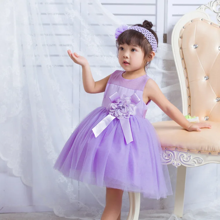 Baby Girl Flower Dress Summer Princess Dresses+Flower Headwear,Infant girls Newborn Party Birthday Wending Dresses Vestidos