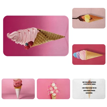 

Pink Ice Cream Rainbow Summer Cool Mat Bath Carpet Decorative Anti-Slip Mats Room Car Floor Bar Rugs Door Home Decor Gift