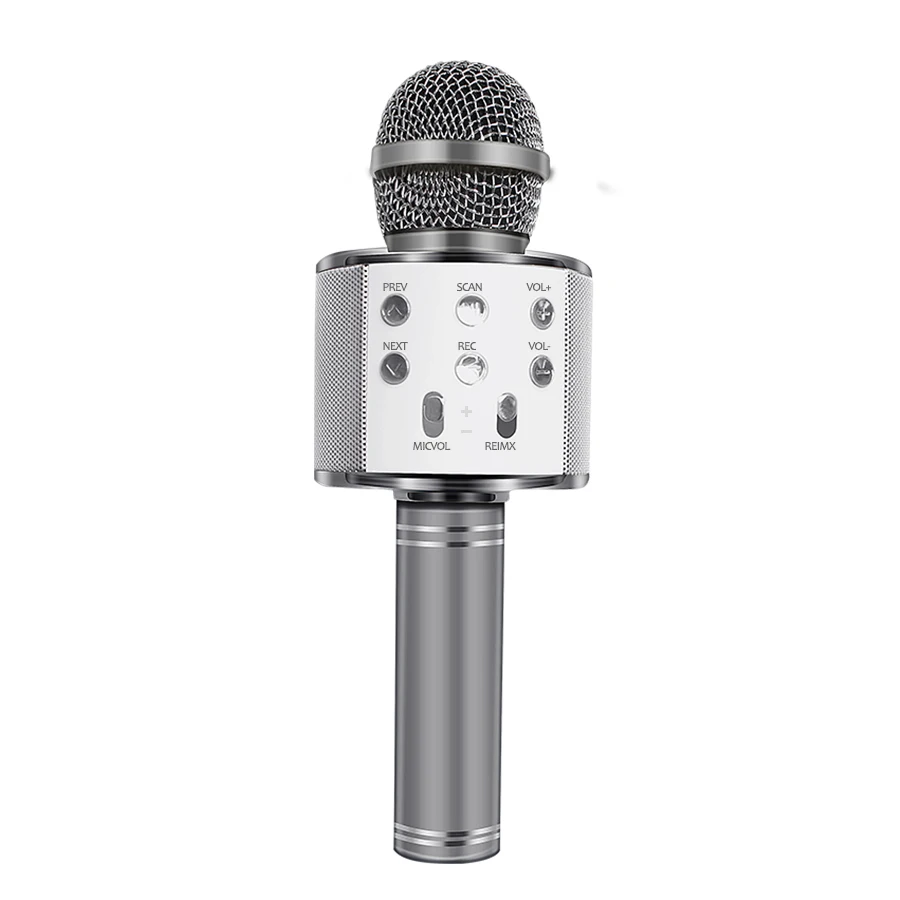 WS-858 Bluetooth Wireless Microphone Handheld Karaoke Mic USB Mini Home KTV For Music Playing Singing Speaker Player