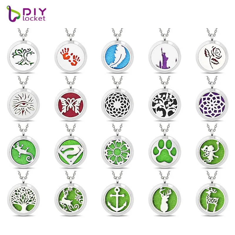 

30MM Stainless Steel Aromatherapy Diffuser Necklace Mix Style Oil Diffuser Necklaces Wholesale AA241-266