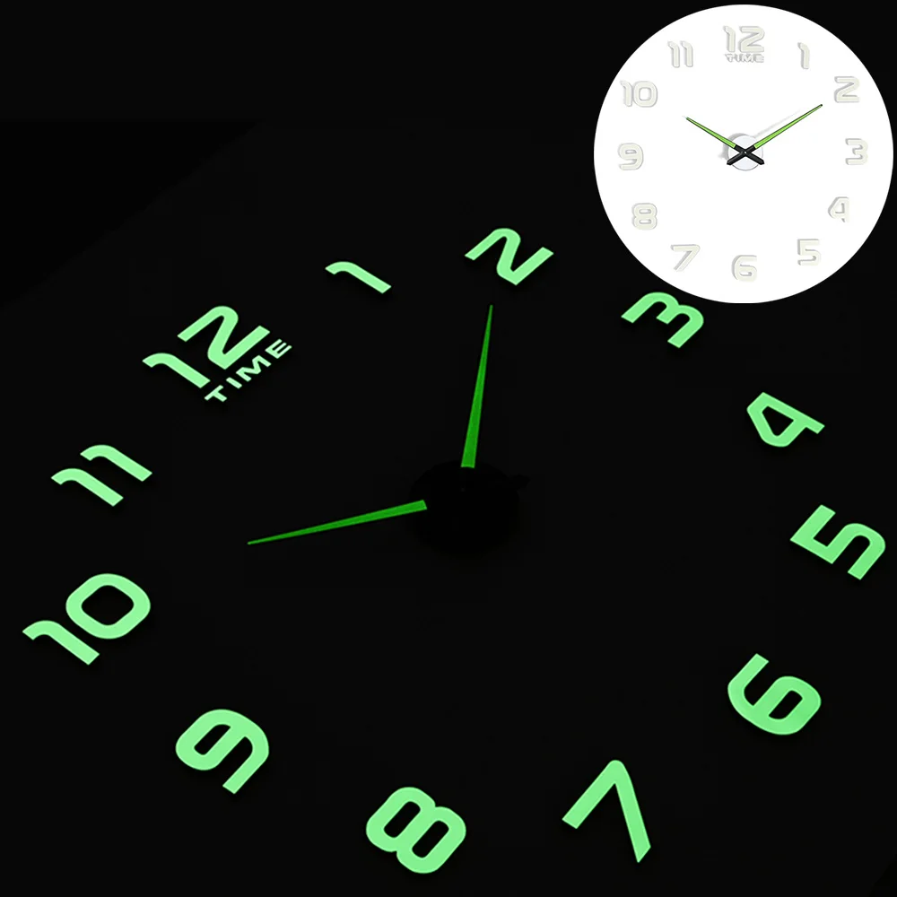3d настенные часы светящиеся новые часы настенные часы Horloge 3d Diy акриловые зеркальные наклейки светящиеся кварцевые часы Reloj de Pared - Цвет: Wall Clock Luminiova