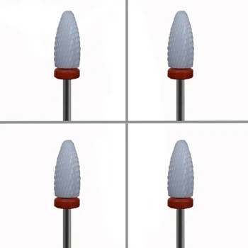 

4pcs White Ceramic Nail Drill Bit - Flame Bit - F