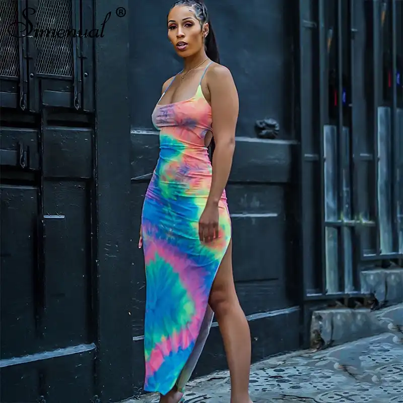 tie dye bodycon maxi dress