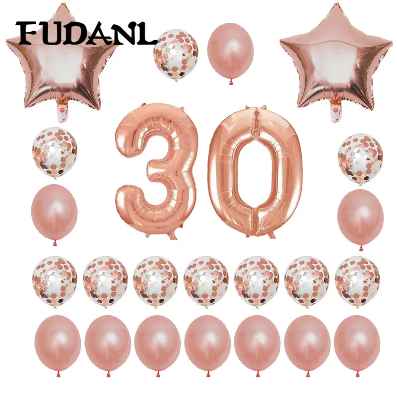 С 30-летним Днем Рождения украшения розовые и золотые Воздушные шары День рождения 30 день рождения декор 30 лет День рождения украшения для вечеринок товары для взрослых