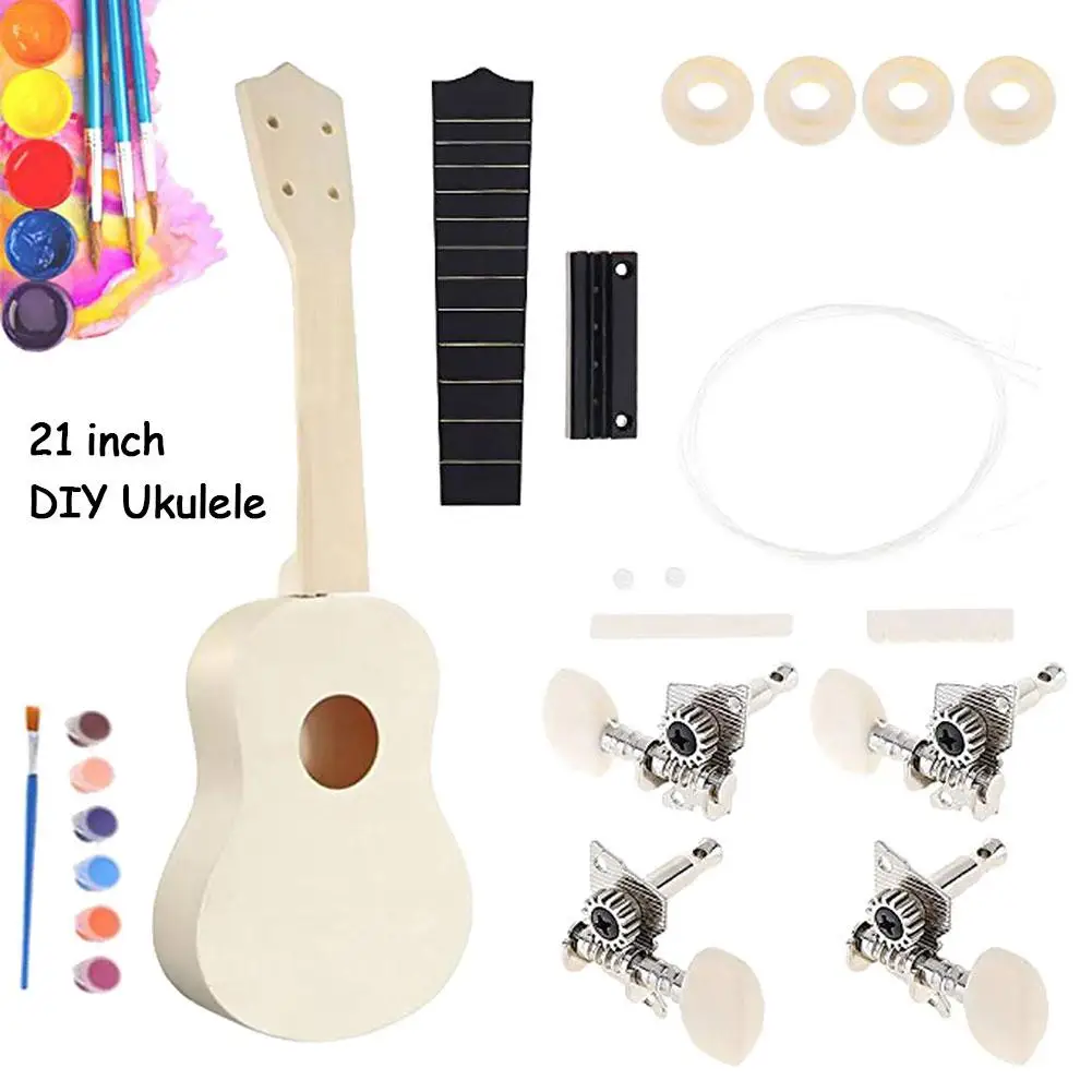 

Ukulele Combo DIY Hand-Drawn Pattern 21 inch Soprano Ukulele Guitar Uke 4 Strings Hawaiian Guitar Musical Instruments Set