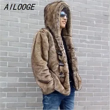 AILOOGE прибытие мужской шуба с капюшоном норковая шубка кожаная мужская одежда искусственный Рекс кроличий мех Зимний искусственный шубы из меха