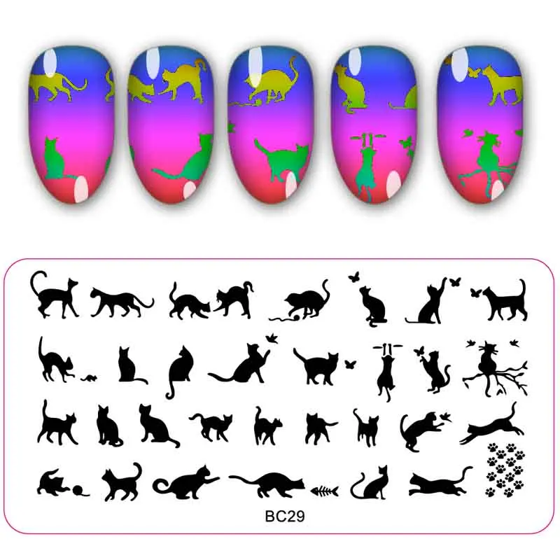 Imagem da Placa Lote Template Unha Gato Coroa Projeto Carimbar Placas Manicure Art Faça Você Mesmo Decorações Estênceis 12 Pçs –