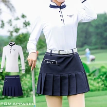 Pgm одежда для гольфа Женский мягкий тонкий высокоэластичный спортивный костюм блузка с длинными рукавами короткая плиссированная юбка Спортивная одежда для женщин D0493