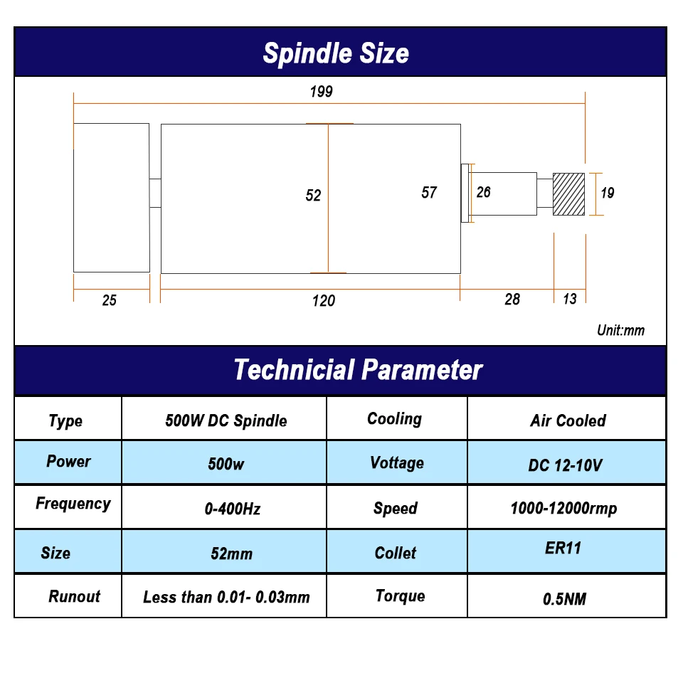 Daedalus CNC Шпиндель набор 500 Вт с воздушным охлаждением шпинделя гравировальный мотор шпинделя ER11 Цанга для ЧПУ деревообрабатывающий фрезерный станок токарный станок
