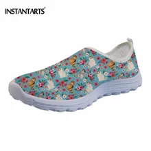 INSTANTARTS/женские летние кроссовки с милым котом, цветочный дизайн, дышащая сетчатая обувь для девочек на плоской подошве, американская короткошерстная кошка, повседневная tenis feminino