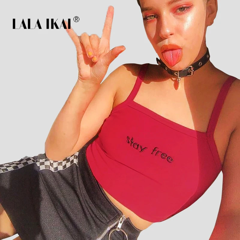 Lala IKAI/летние укороченные топы Для женщин оставаться Бесплатная с буквенным