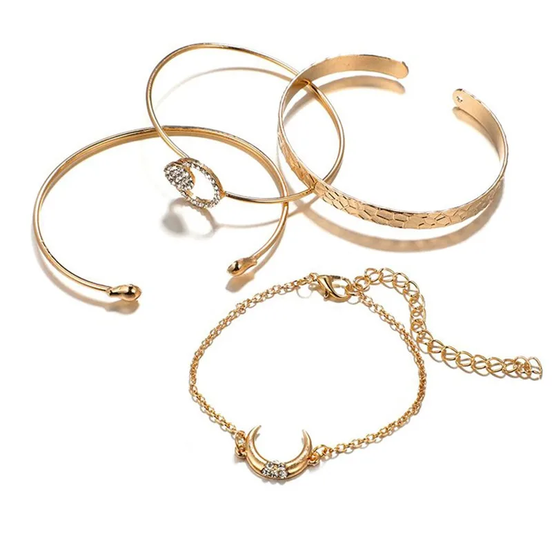 new Simple design 4PCS Stylish Multiple Layers Elegant Female Pendant Ladies Jewelry Alloy Bracelet Valentine's Day gift F14 (3)