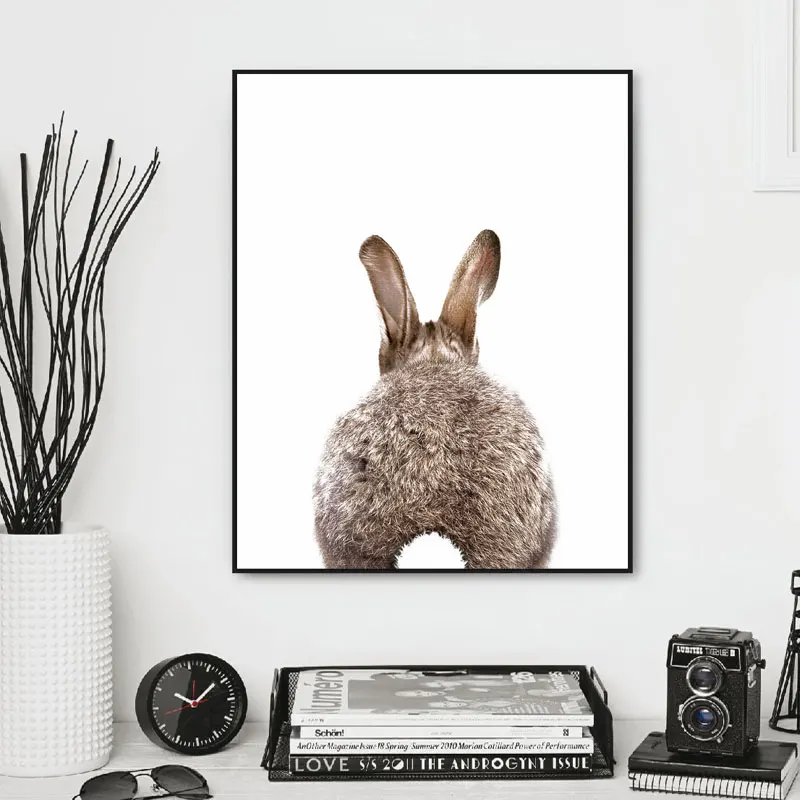 Rabbit Tail Print Nursery Decor Woodland Animal Wall Art Baby Bunny