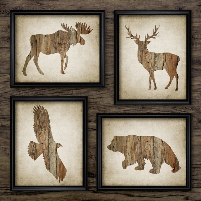 I Hunt-elk, Moose, Caribou, Deer, Bear-cabin / Lodge-leather Light