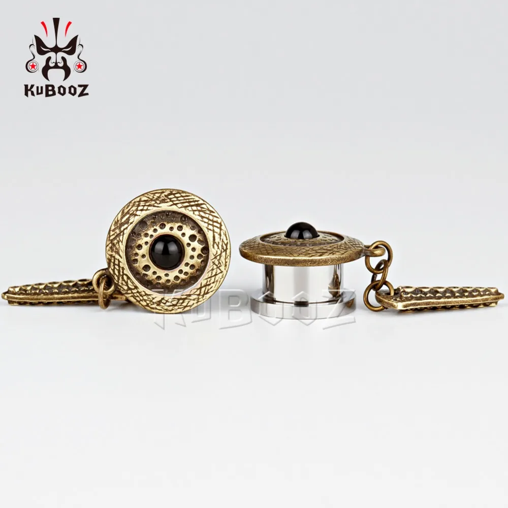 NEW arrival hot fashion stainless steel Bronze vintage pendant ear plugs body jewelry tunnels pair selling 2pcs/lot