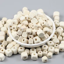 Jhnby 100 pçs 8/10mm quadrado contas de madeira espaçador solta contas para fazer jóias diy eco-friendly colar de madeira & pulseira descobertas
