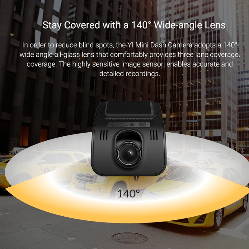 YI Mini Dash Camera International Version 140 Ultra Wide-angle lens 1080p 30fps Discreet Design 2.0 LCD Screen