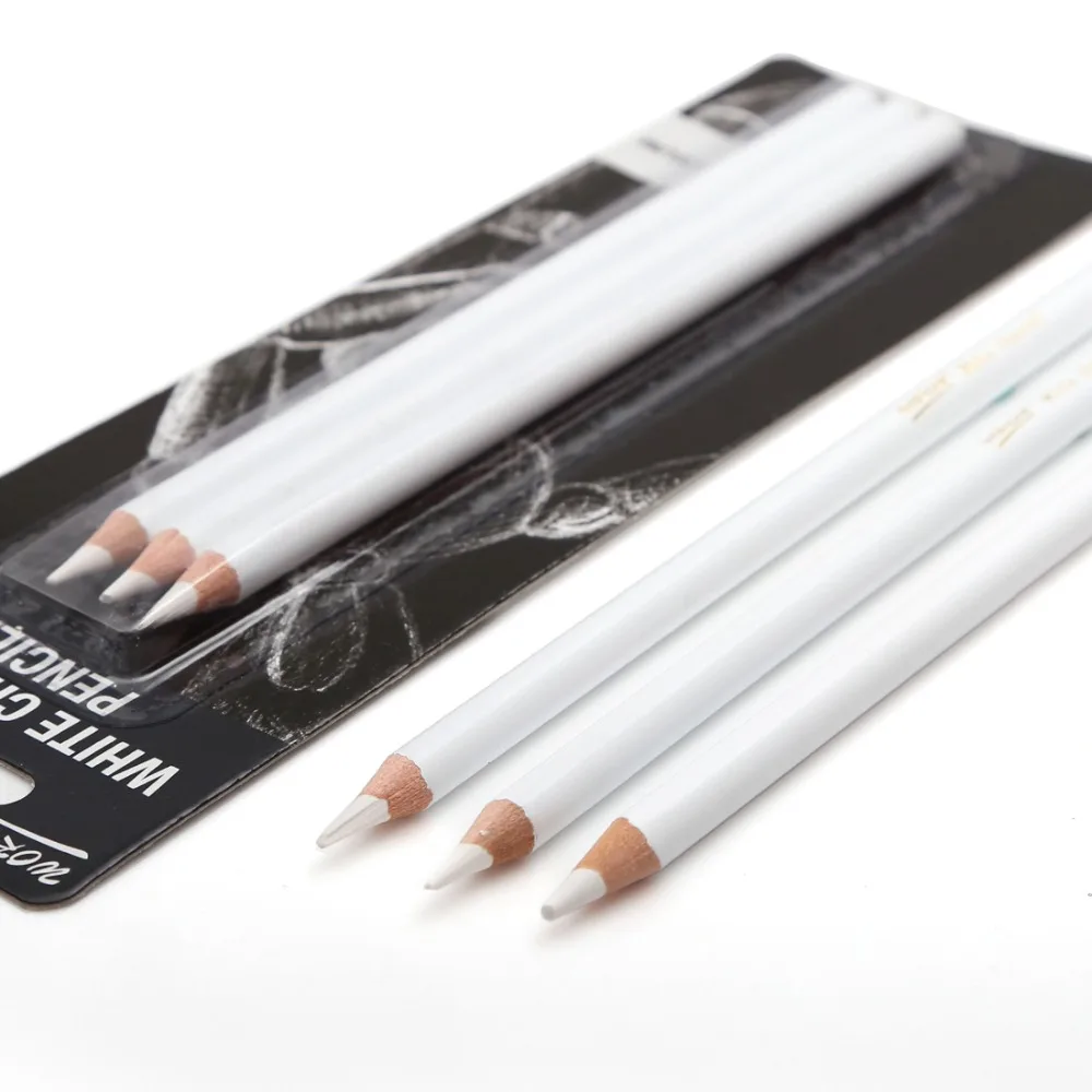 Professional 3Pcs White Sketch Charcoal Pencils Standard Pencil Drawing