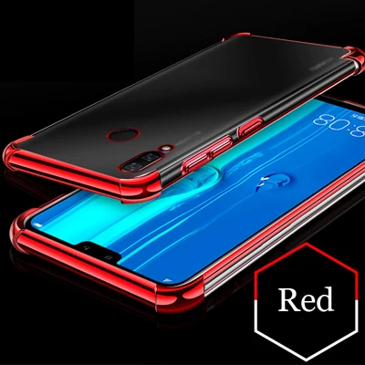 Красный Для huawei Enjoy 9 Plus Air Cushion чехол прозрачный Кристальный мягкий силиконовый Силиконовый ТПУ противоударный полный защитный чехол для телефона - Цвет: Красный