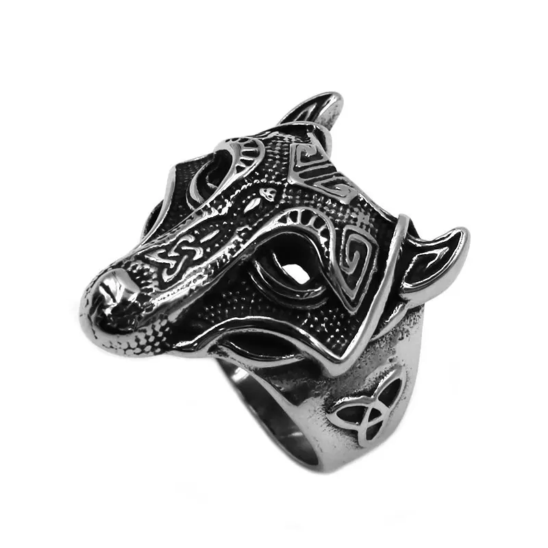 Norse Viking Wolf Arrow Ring Celtic Knot Stainless Steel Jewelry Nordic Rune Odin Symbol Amulet Biker Men Ring Wholesale 792B