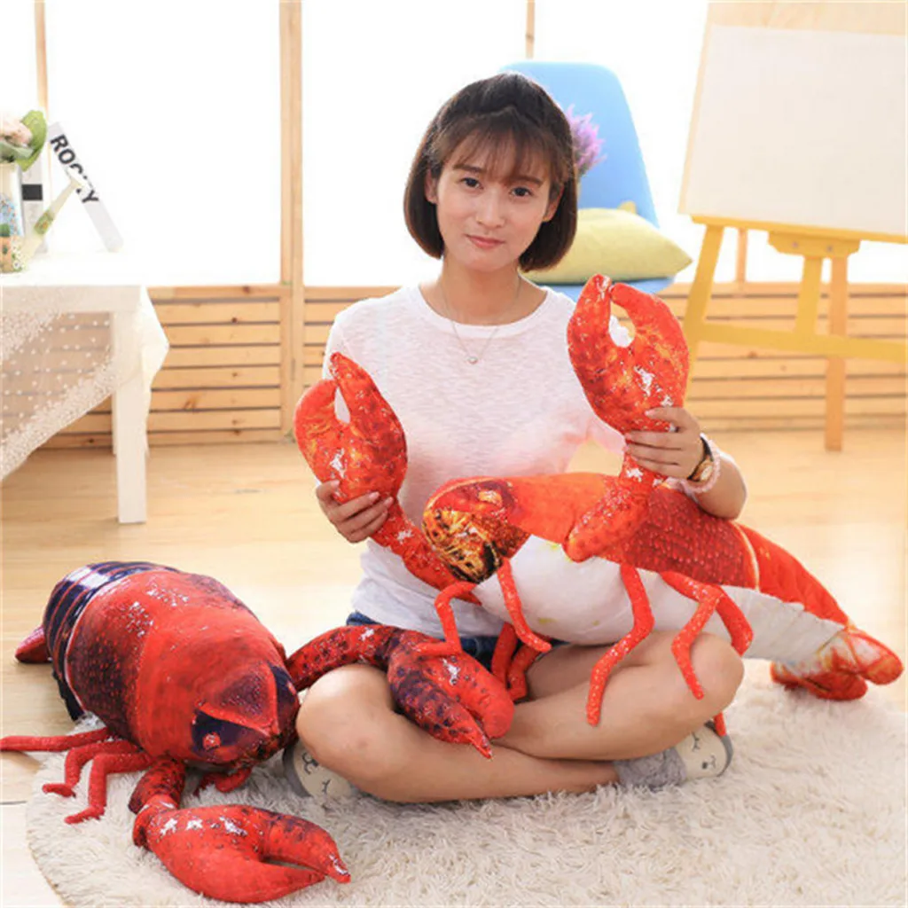 

Fun 3D Simulation Lobster Shape Pillow Soft Back Mat Plus Stuffed PP Cotton Cushion Home Decorative Bedroom Multifunction Pillow