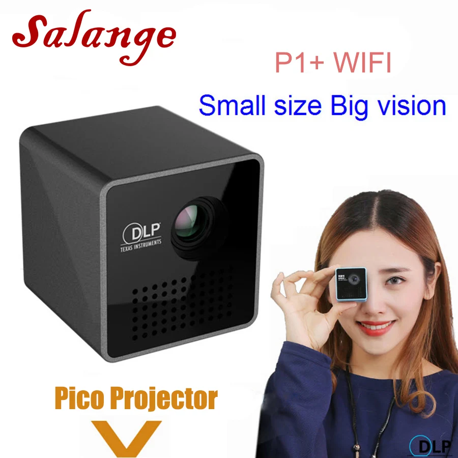 

Salange P1 Plus Portable Projetor,DLP Smart WiFi Proyector,Support Miracast DLNA Airplay,Built-in Battery Pico Projector