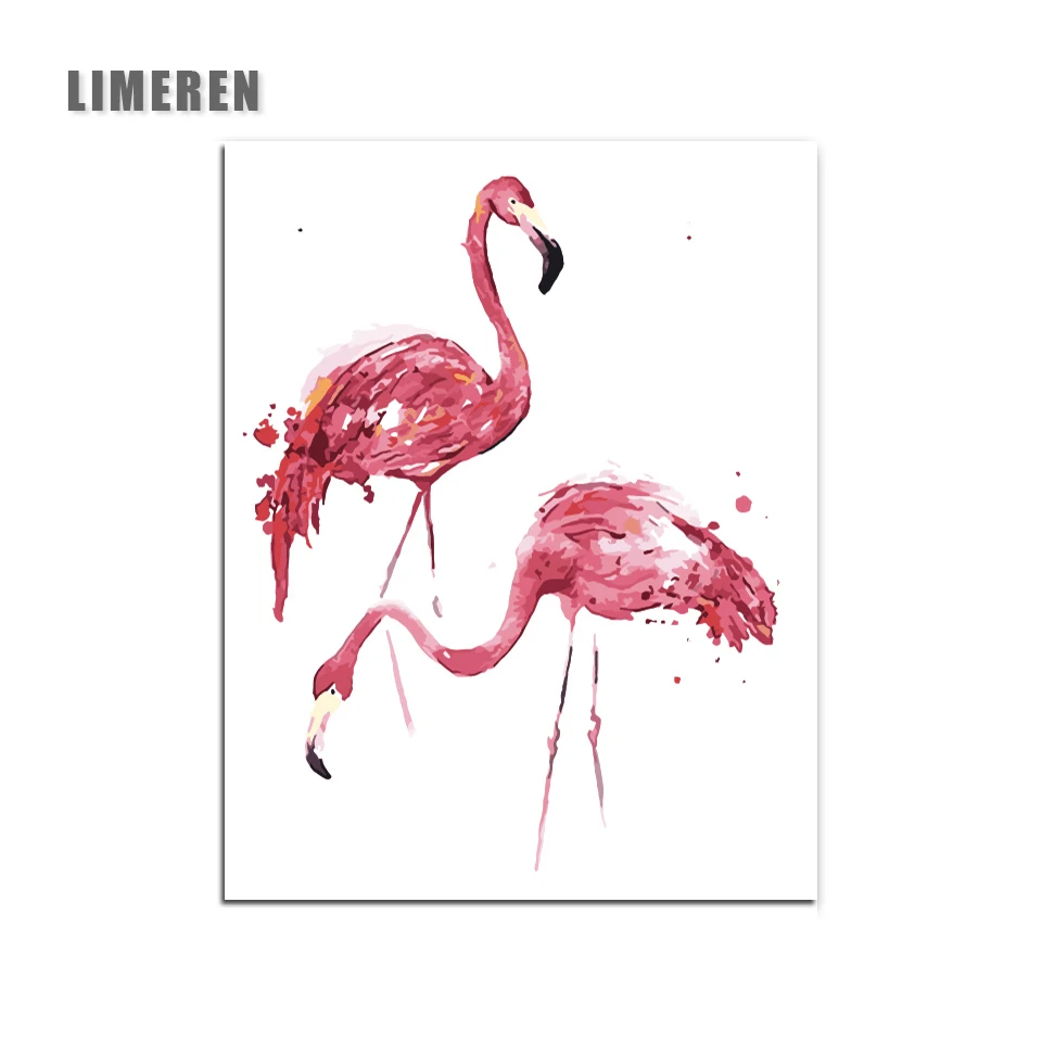 

Free Shipping Abstract Flamingo Animals Picture Painting By Numbers DIY Oil Painting On Canvas Home Decoration For Home Wall Art