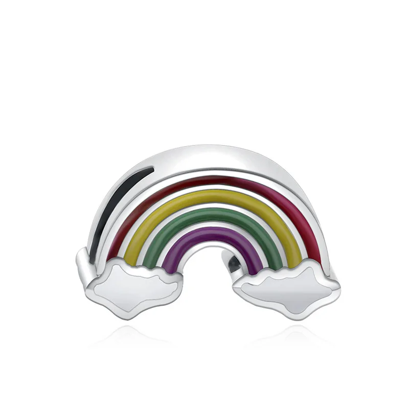 Maxi Small Statement Эмаль сплав Радужный Шарм бусины подходят Pandora оригинальные браслеты