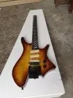 

Top Quality GYHL-0016 Headless tobacco burst Color solid body tiger stripes fanned fret electric Guitar,free shipping