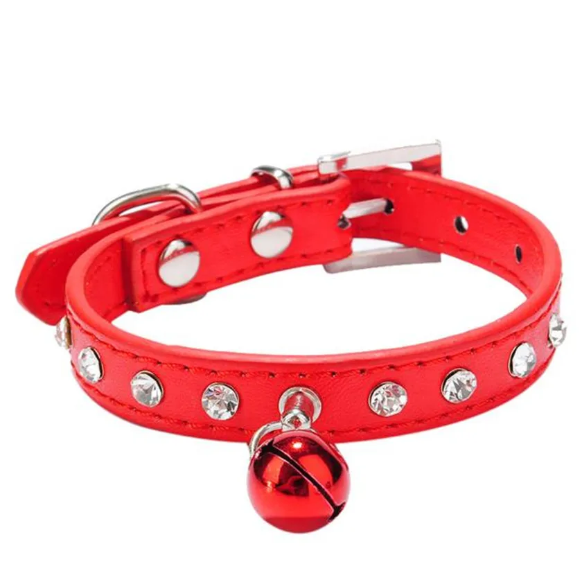 

Practical 2018 NEW Dog Collars and LeashesDog Collar Bling Crystal With Small Bell Necklace Pet Puppy Dog Collar Drop shipping