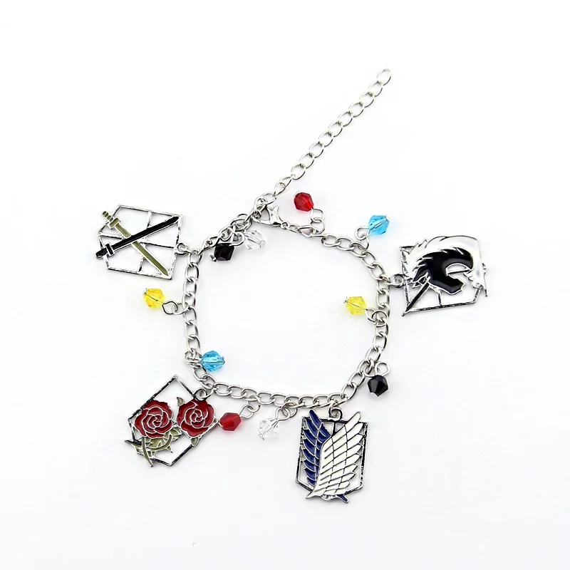 

Anime Attack On Titan Charm Bracelet Japanese Cartoon Shingeki no Kyojin Handmade Giant Chain Bracelet Jewelry Graduation Gift