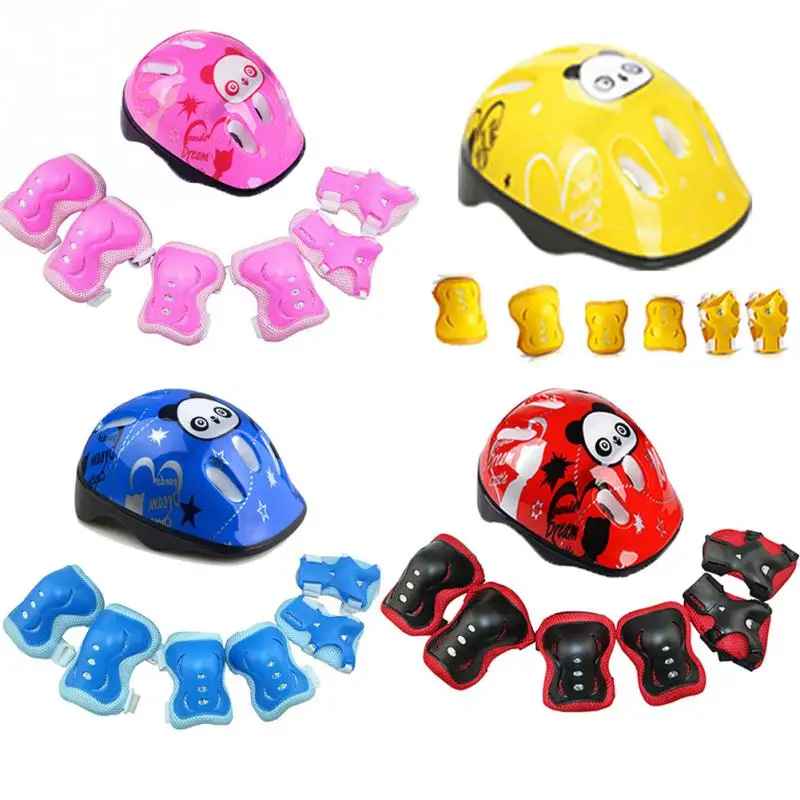 

7Pcs/set Kids Skating Cycling Helmet Guard Elbow Knee Wrist Pads Children Bicycle Helmet Protection Safety Guard Cycling Pad