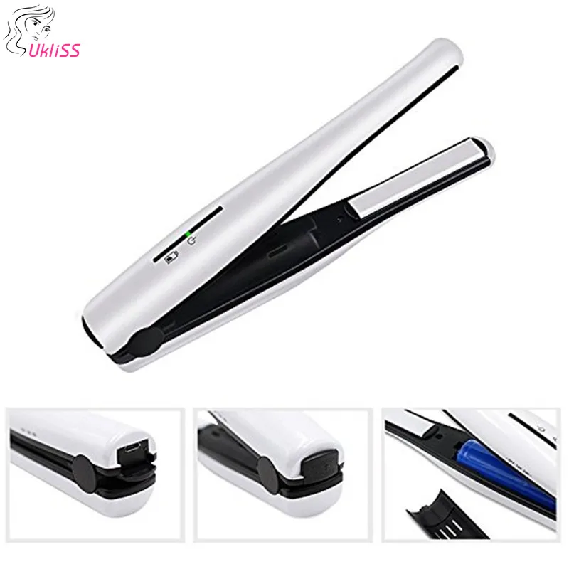 

Mini USB Cordless Hair Straightener With Power Bank Lock System Travel Flat Irons Portable Wireless Straightening Hair Iron