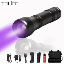 Светодиодный УФ фонарик светильник UV светильник L2/T6 белый светильник светодиодный фонарь светильник 5 Режим Масштабируемые 395nm черный светильник по 18650 Батарея Отдых на природе