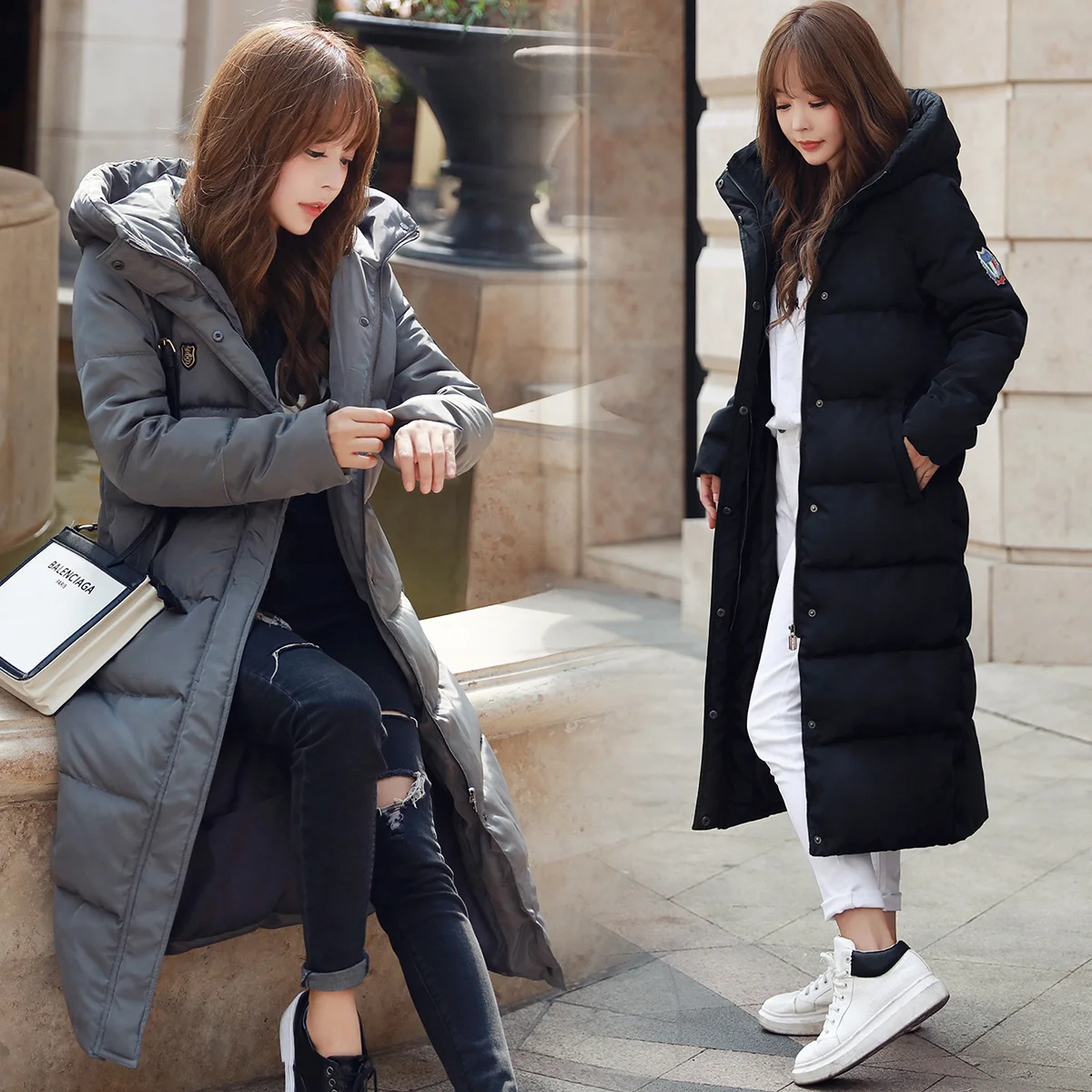 

2016 Winter thick cotton jacket women long large size cotton Parkas female fat Hooded Coat loose women cotton-padded jacket