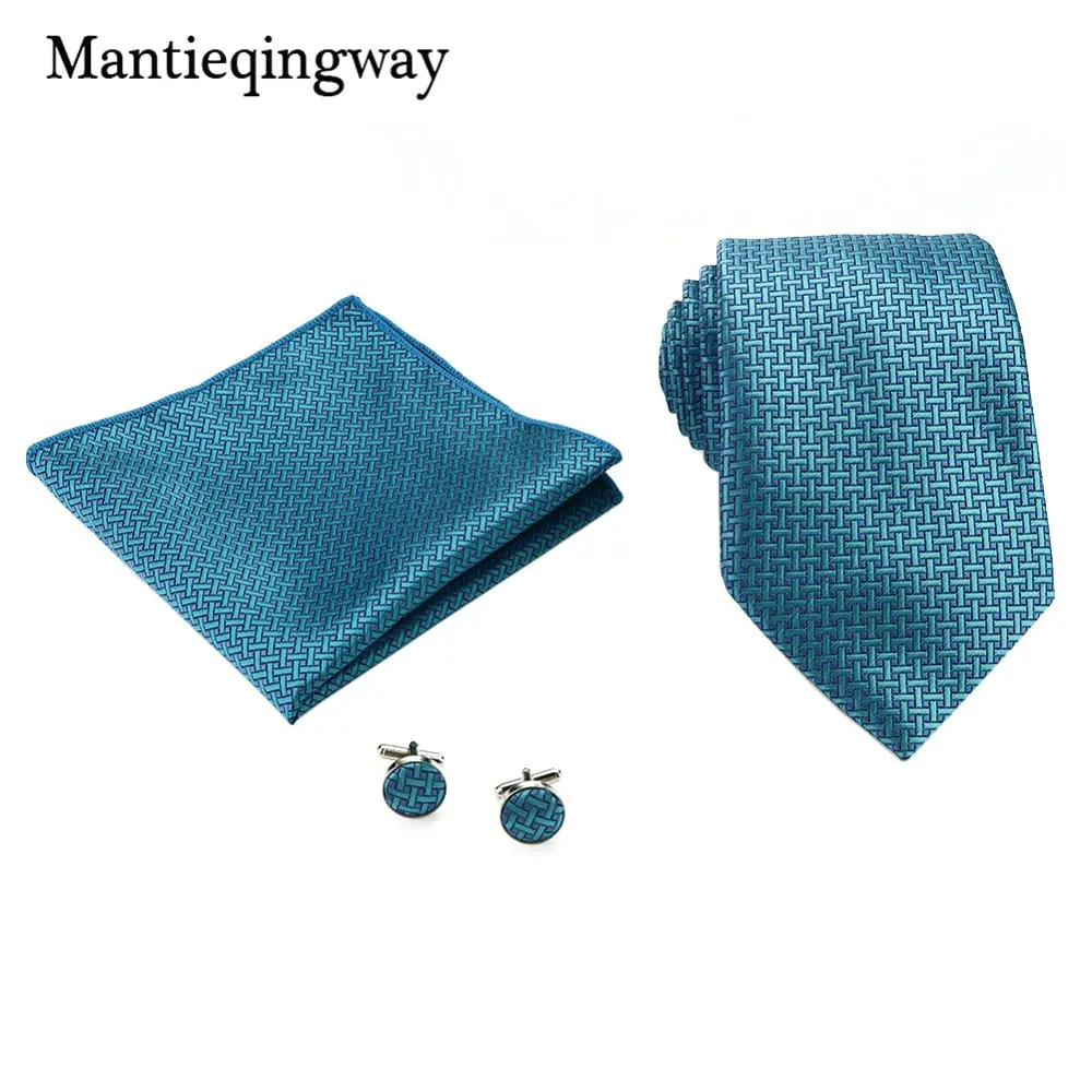 083 Mantieqingway 60 цветов полиэфирный галстук Gravata платок Запонки Наборы Пейсли Цветочный Свадебный галстук набор для мужчин Hanky набор - Цвет: 083