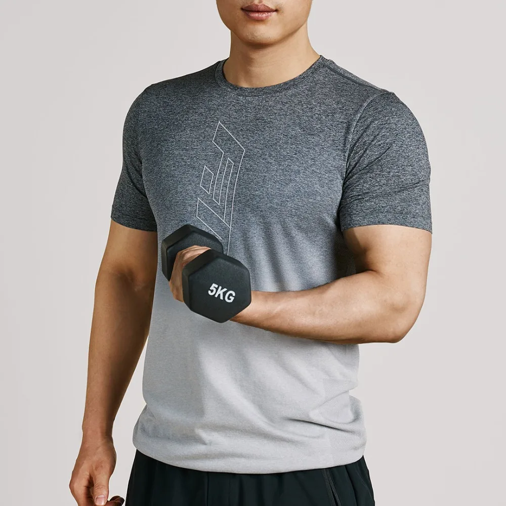 Новая мужская тренировочная футболка F. mate цельная ткацкая удобный с коротким рукавом сухая дышащая Толстовка Спортивная одежда для фитнеса