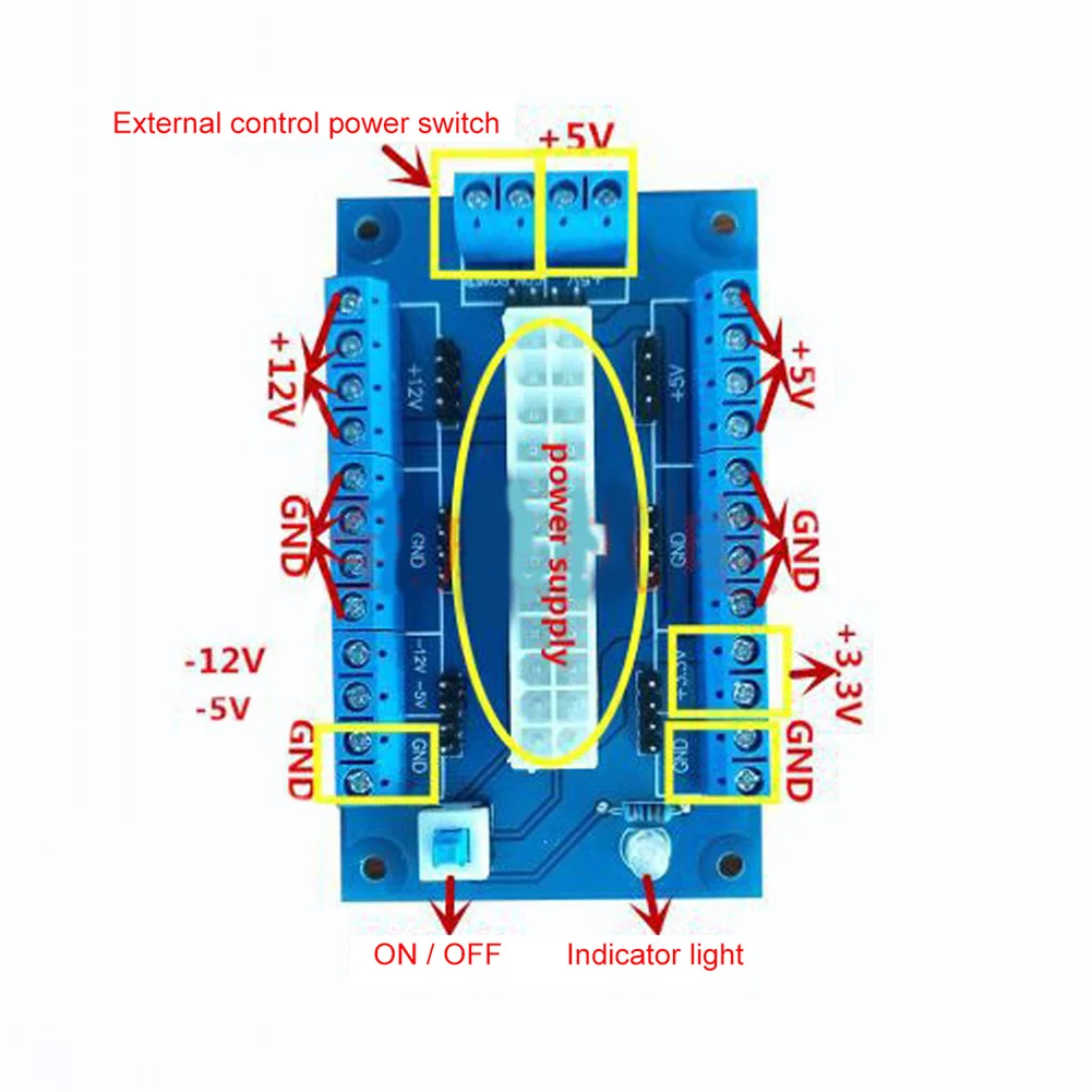 PC 24 20Pin ATX DC Power Supply Breakout Board Module Adapter DIY Accessories 2019hot 5