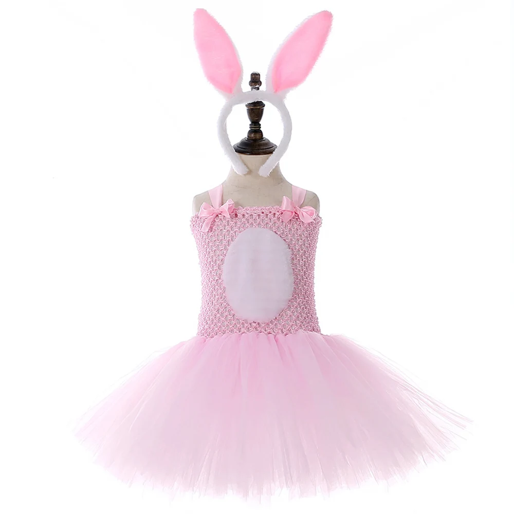 

Pink Easter Rabbit Cosplay Tutu Dress Bunny Birthday Girls Party Dresses and Wedding Dresse with Bunny Ear Headband Clothing Set