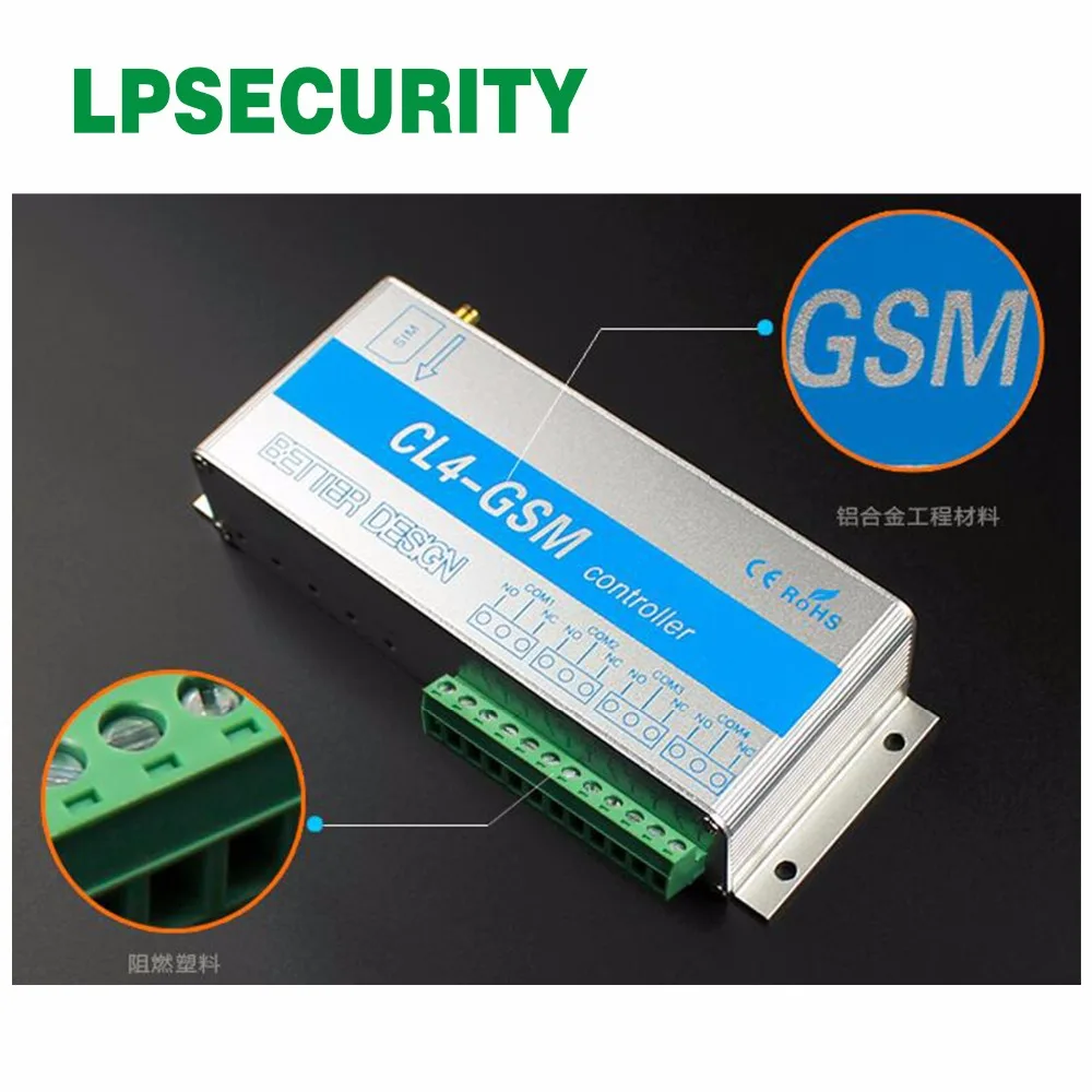 

GSM Switch SMS controller 4 relays output GSM Garage Door CL4-GSM Great for control of home electrical devices